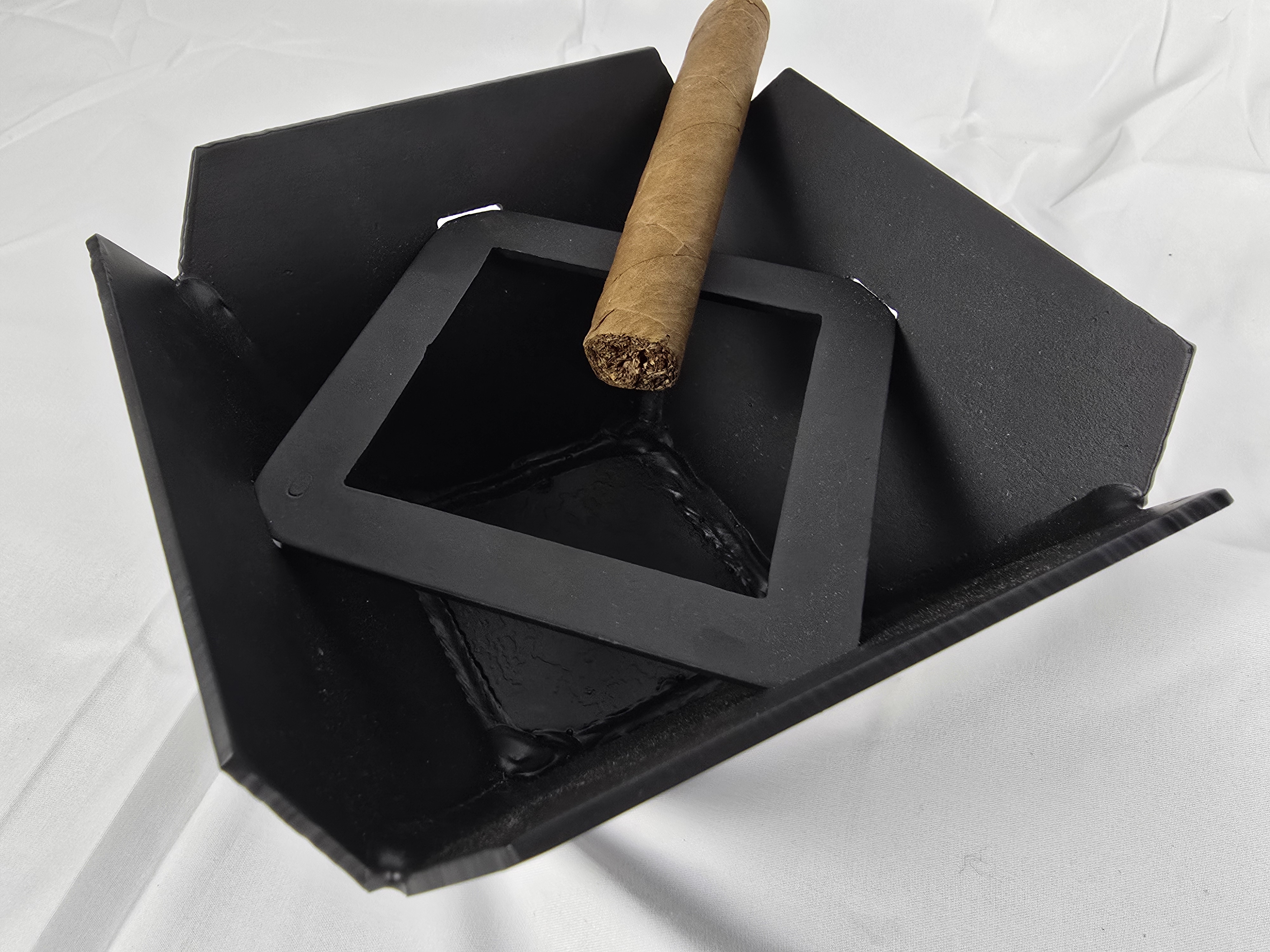 Heavy Duty Robot Welded Cerakoted Black Cigar Ashtray 4